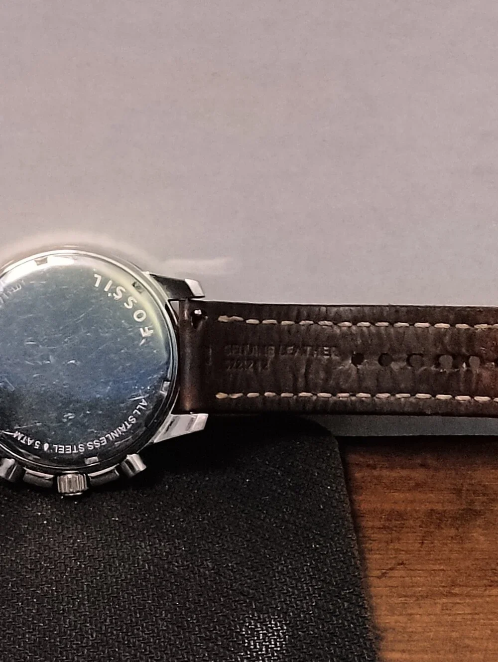 Fossil Chronograph Watch with Cream Dial and Brown Leather Strap FS5453